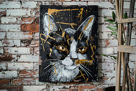 金币元素猫咪涂鸦艺术背景