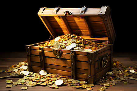 金蛋壳木槌金币木箱中的金财背景