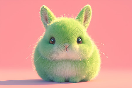 粉色世界的绿色兔子图片
