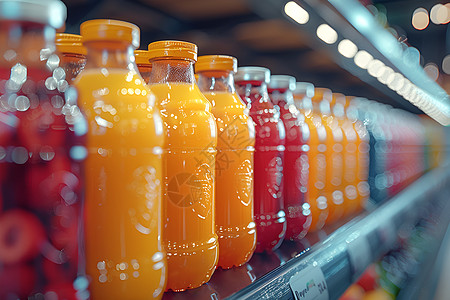 超市货架上的果汁图片