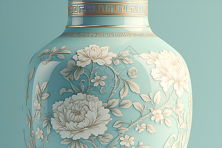 瓷器图案泰式精致图案的瓷花瓶插画