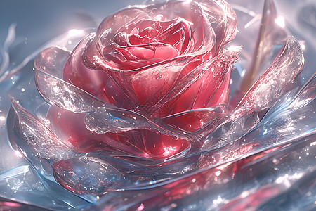 冰封的红玫瑰背景图片