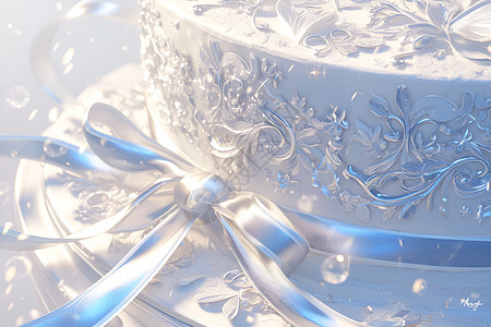 银白色生日蛋糕图片