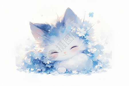 水彩猫梦幻绘画图片