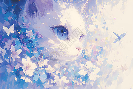 白猫花蝶图片