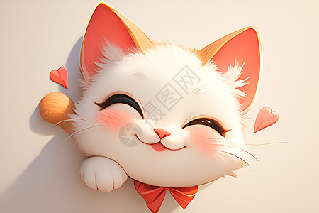 可爱的小猫从墙壁中露出笑脸图片