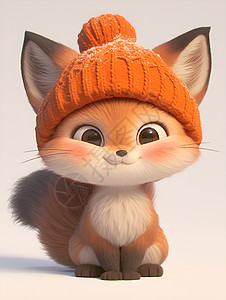 戴着橘色帽的小狐狸背景图片