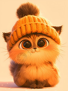 可爱的小猫戴着针织帽图片