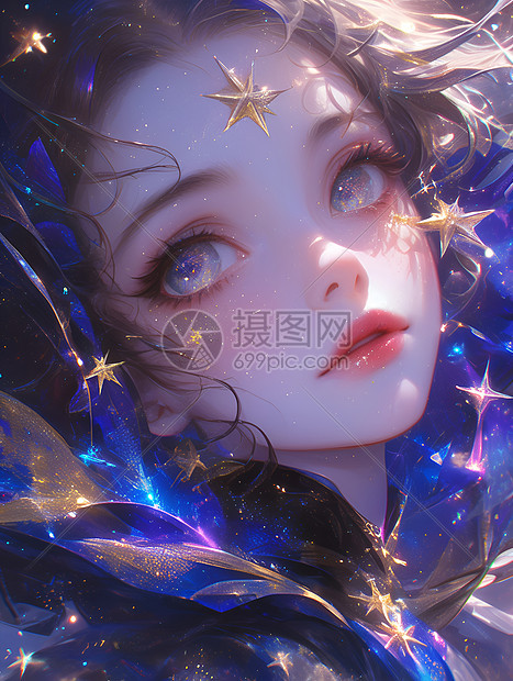 星空梦境少女图片