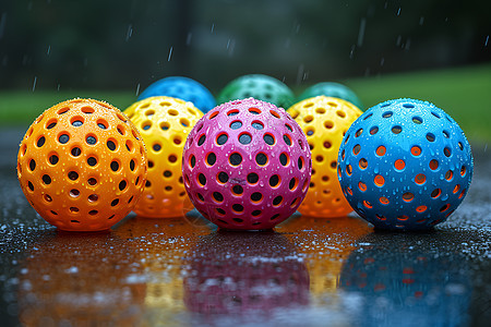 雨中的彩球图片