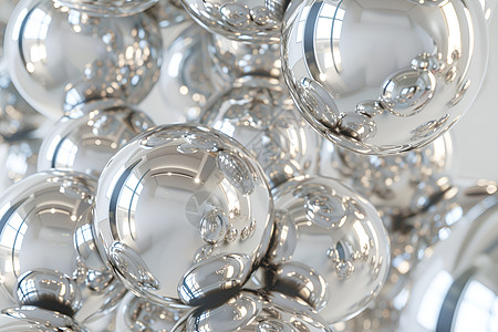 银色镜面一堆不锈钢气球背景