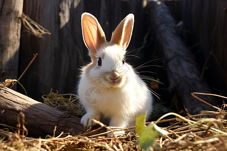 可爱的兔子在草地上背景图片