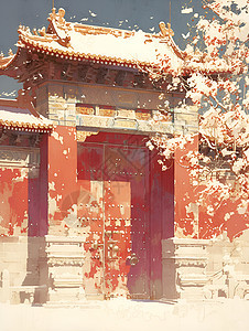 冰封的皇宫红墙背景图片