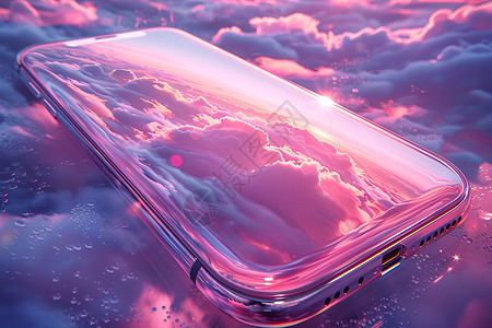紫色云海下的手机图片