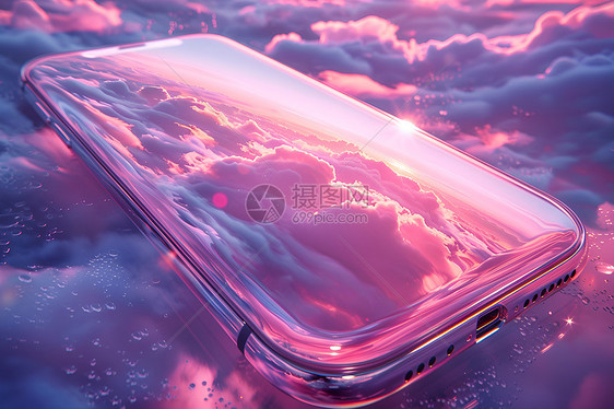 紫色云海下的手机图片