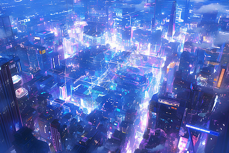 霓虹灯下的城市图片