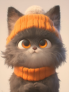 戴着小橘帽的猫咪图片