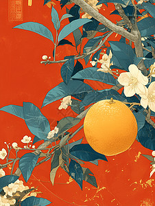 枝干上的橘子图片