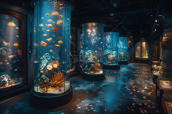 室内神秘的水族馆图片