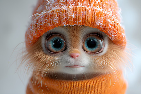 可爱橙帽小猫图片