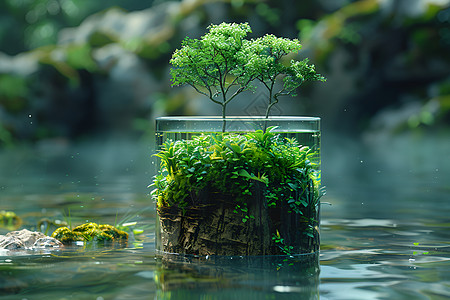 水中植物背景图片