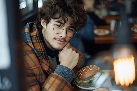 悠闲午餐时的男子图片