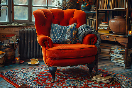 客厅沙发椅红色沙发椅背景