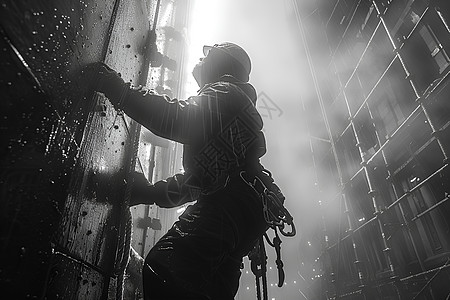 雨中的工人男性建筑工人高清图片