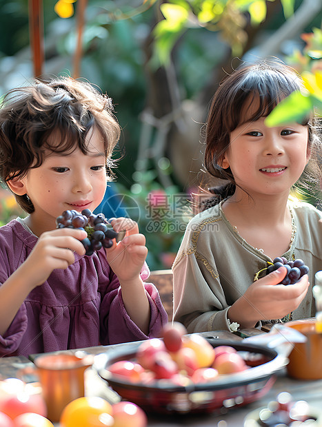 孩子品尝食物图片