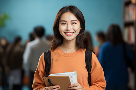 笑容满面的女学生图片