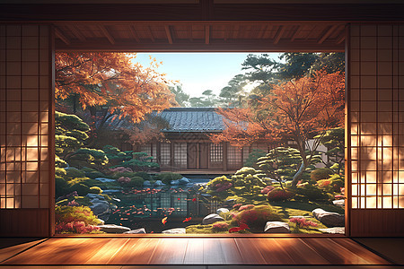 日式住宅的木地板图片