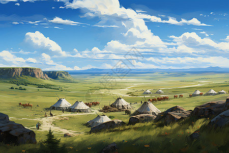 草原上的游牧民族图片