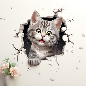 猫从墙里钻出来图片