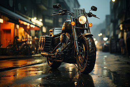 雨夜摩托图片