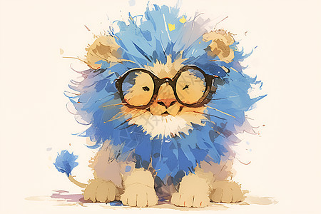 戴眼镜的蓝毛狮子图片