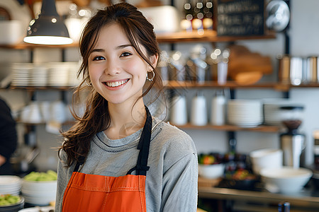 厨房里快乐的女子图片