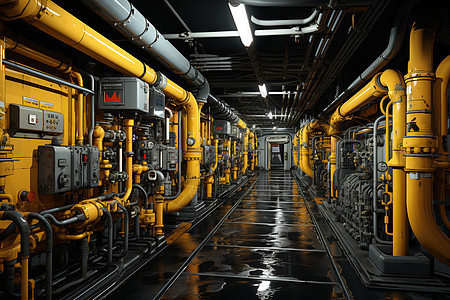 地热发电厂内复杂管道图片