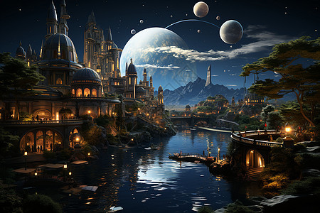 未来城市之夜背景图片