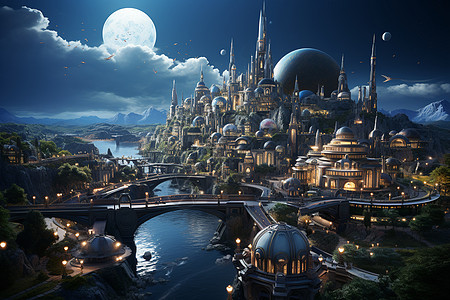 月下奇幻之城图片