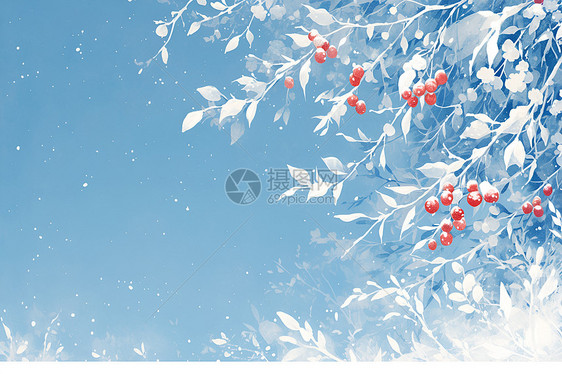 银枝纷飞的冬日画卷图片