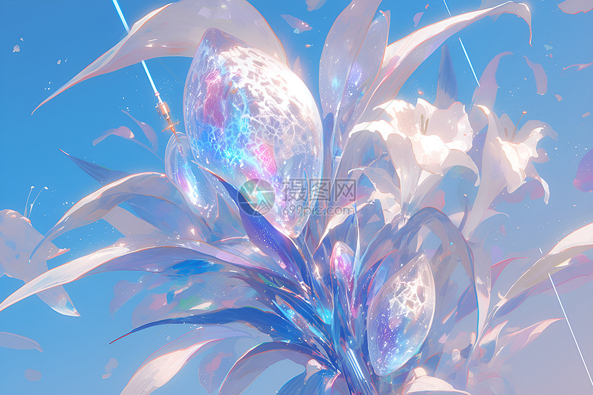 绚丽的玻璃百合花图片