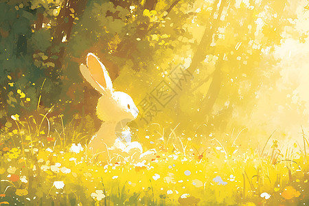 森林中可爱的兔子图片