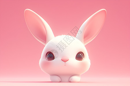 粉色背景中的小白兔图片