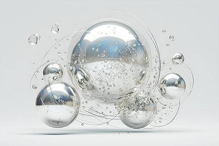 水流中的银色球体图片