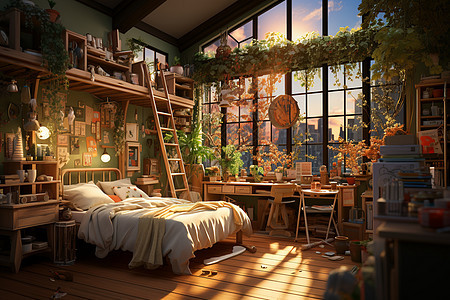 梦幻舒适的卧室背景图片