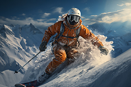 雪山上滑雪的运动员图片