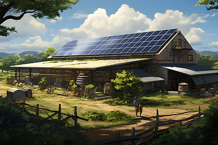 农场屋顶上的太阳能板图片