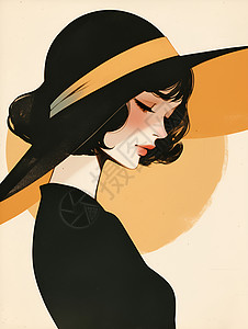 女子的黑帽子图片素材
