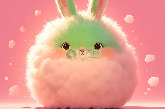 绒毛兔子与粉色世界图片