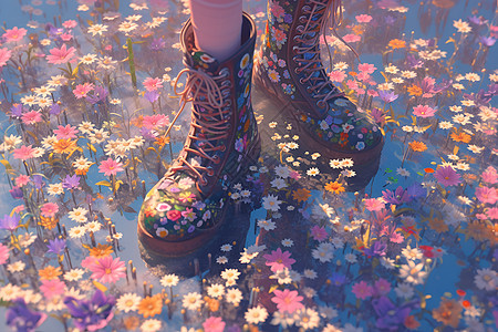 花朵和鞋子图片